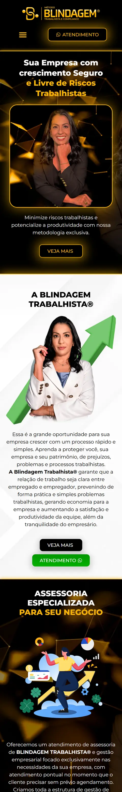 Página de vendas do Método Blindagem Trabalhista no celular