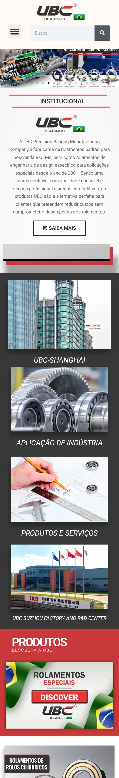 Site da UBC do Brasil no celular
