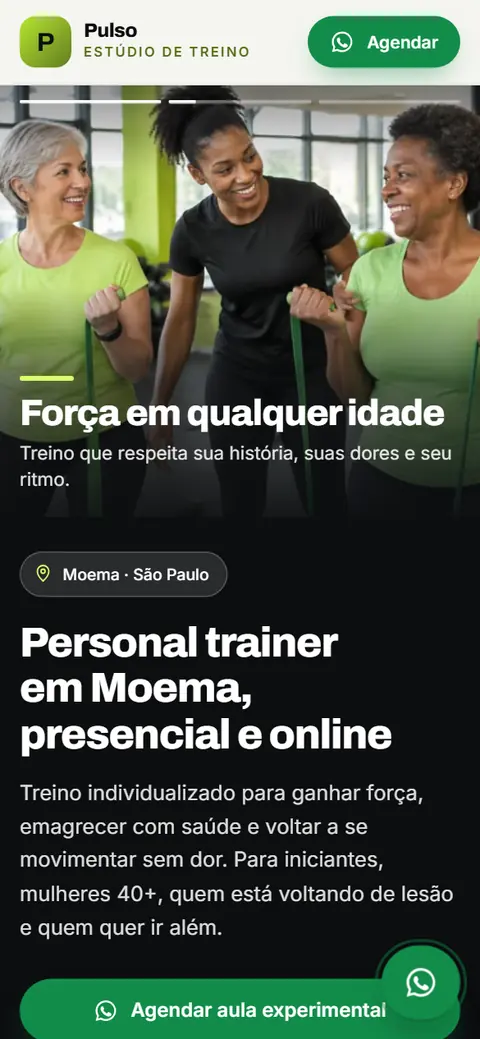 Modelo de site de uma página para personal trainer